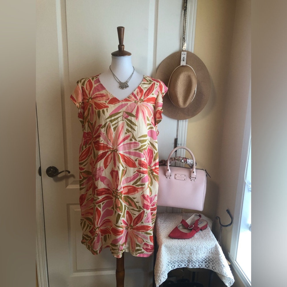 Nicole Miller NY floral linen shift dress